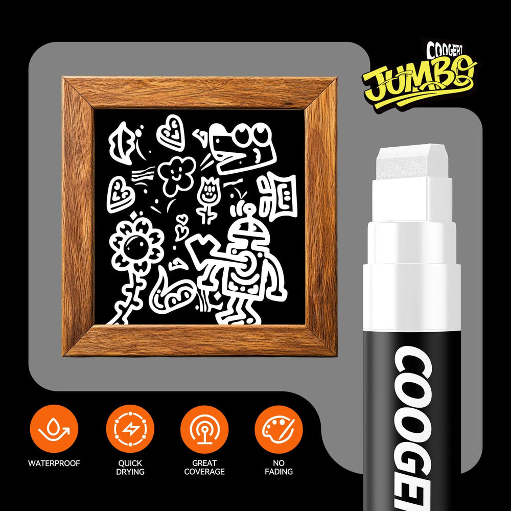 Coogert white jumbo poster marker is waterproof and quick-drying