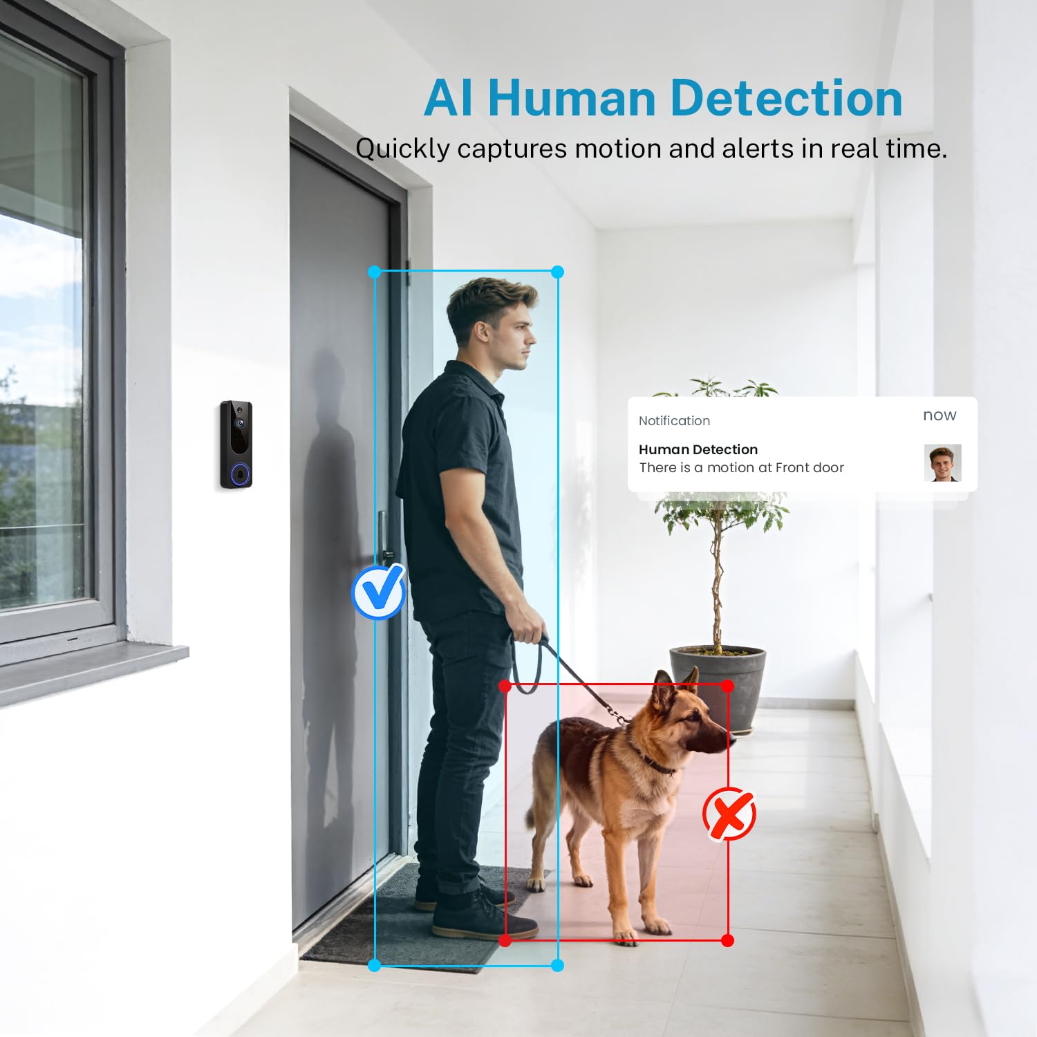 Cookedixo two-way audio doorbell enables real-time conversations with visitors from your phone.