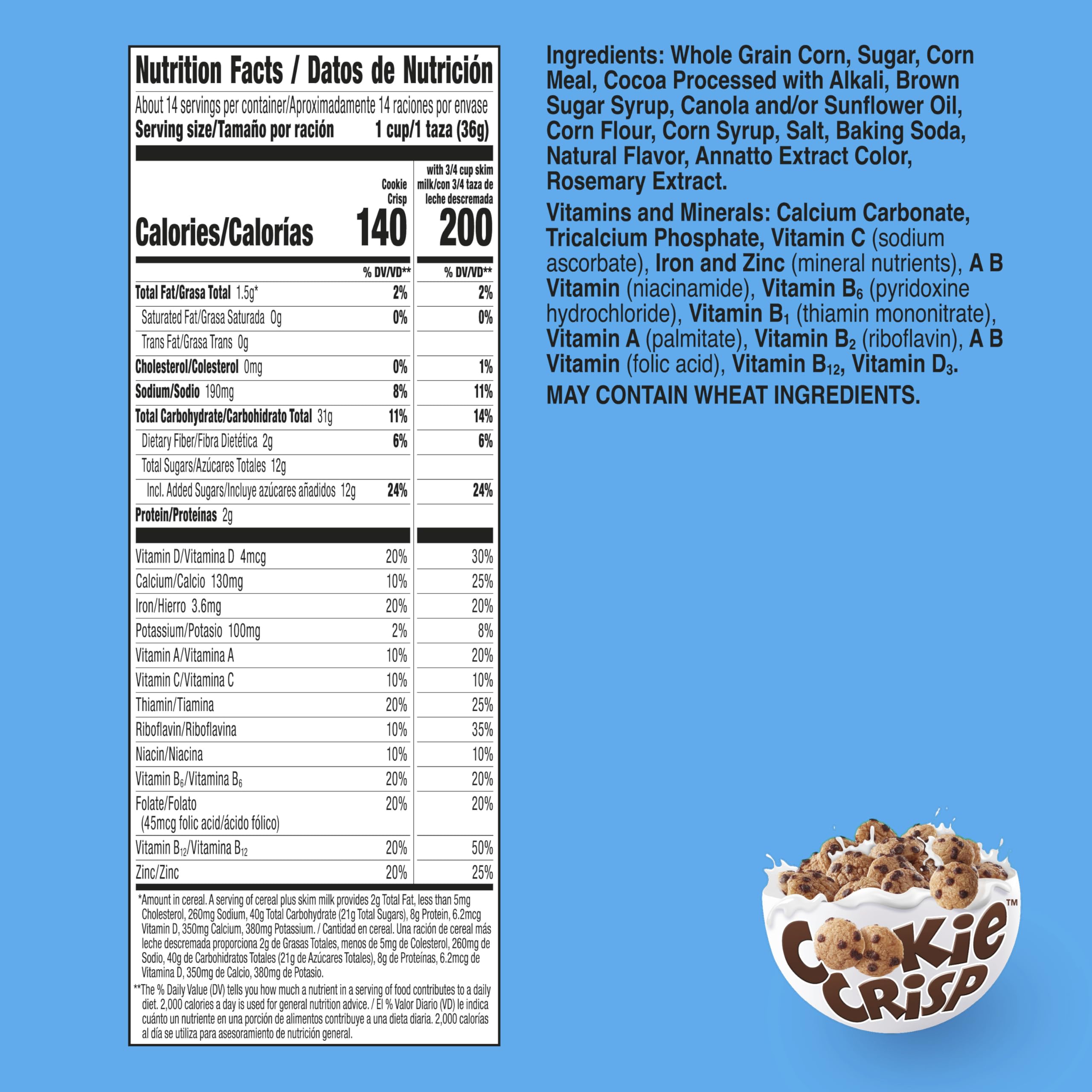 Close-up of Cookie Crisp chocolate chip cookie pieces delivering familiar flavor.