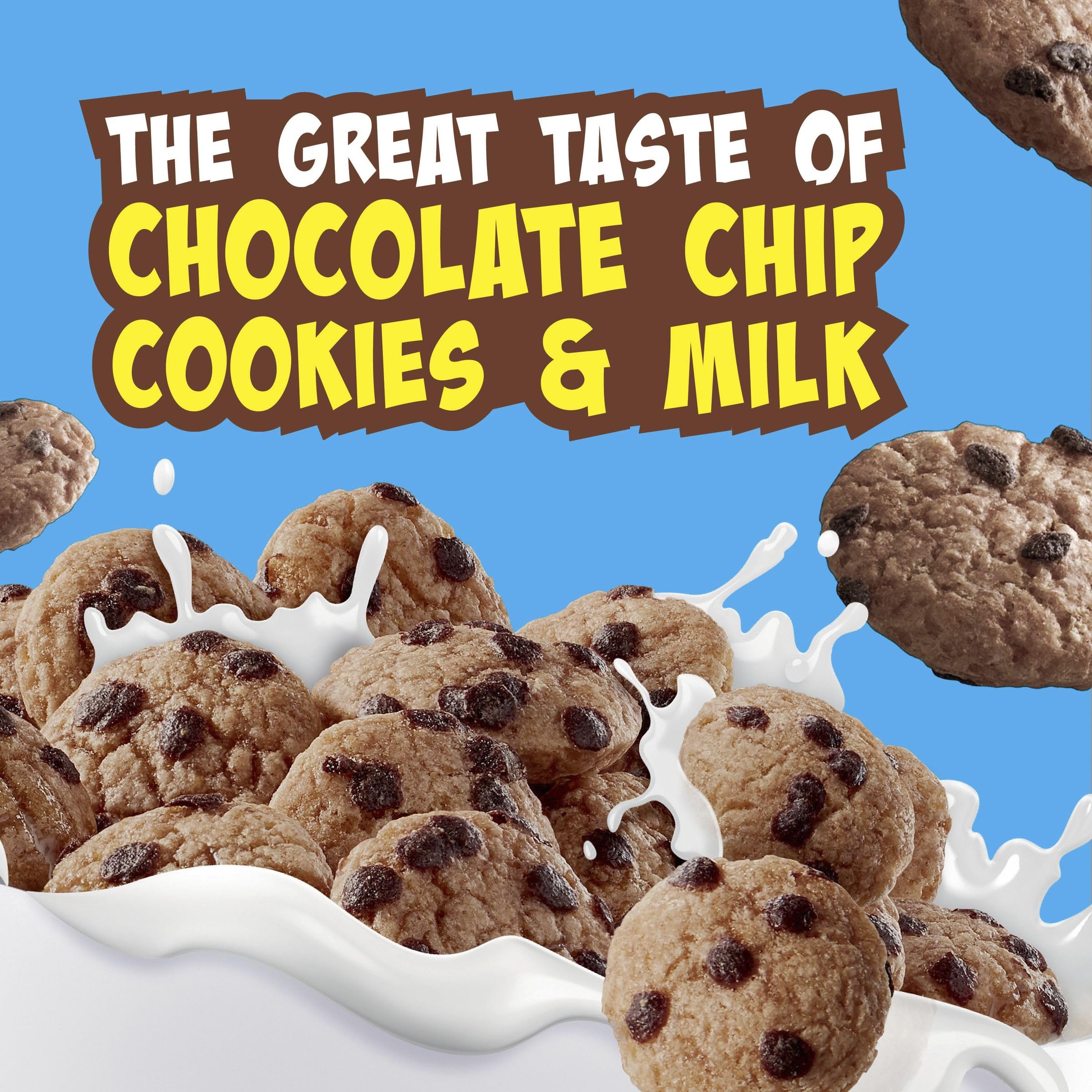 Family-size Cookie Crisp box on the kitchen counter for shared breakfasts.
