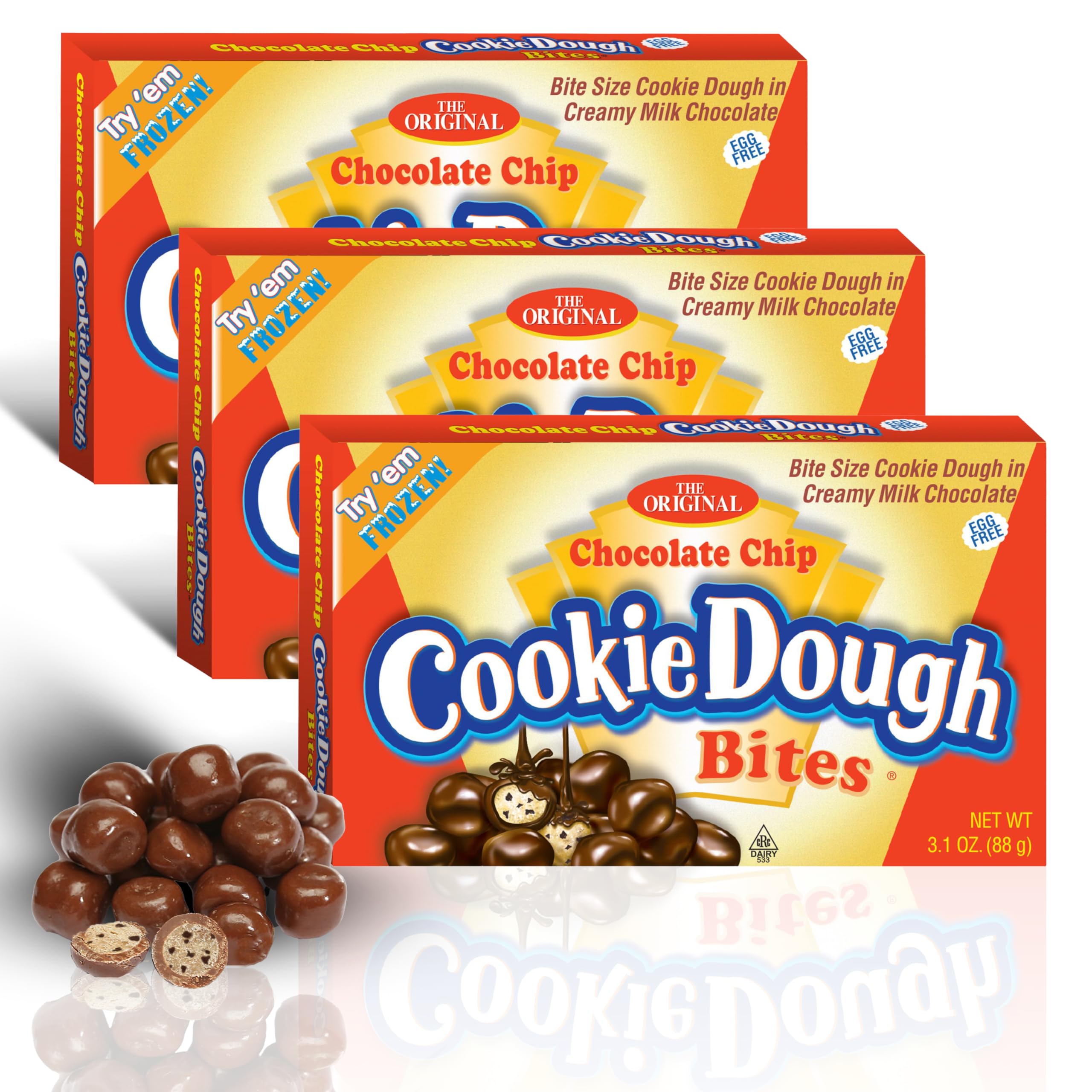Cookie Dough Bites Chocolate Chip bites show chewy dough with chips for a snackable treat.