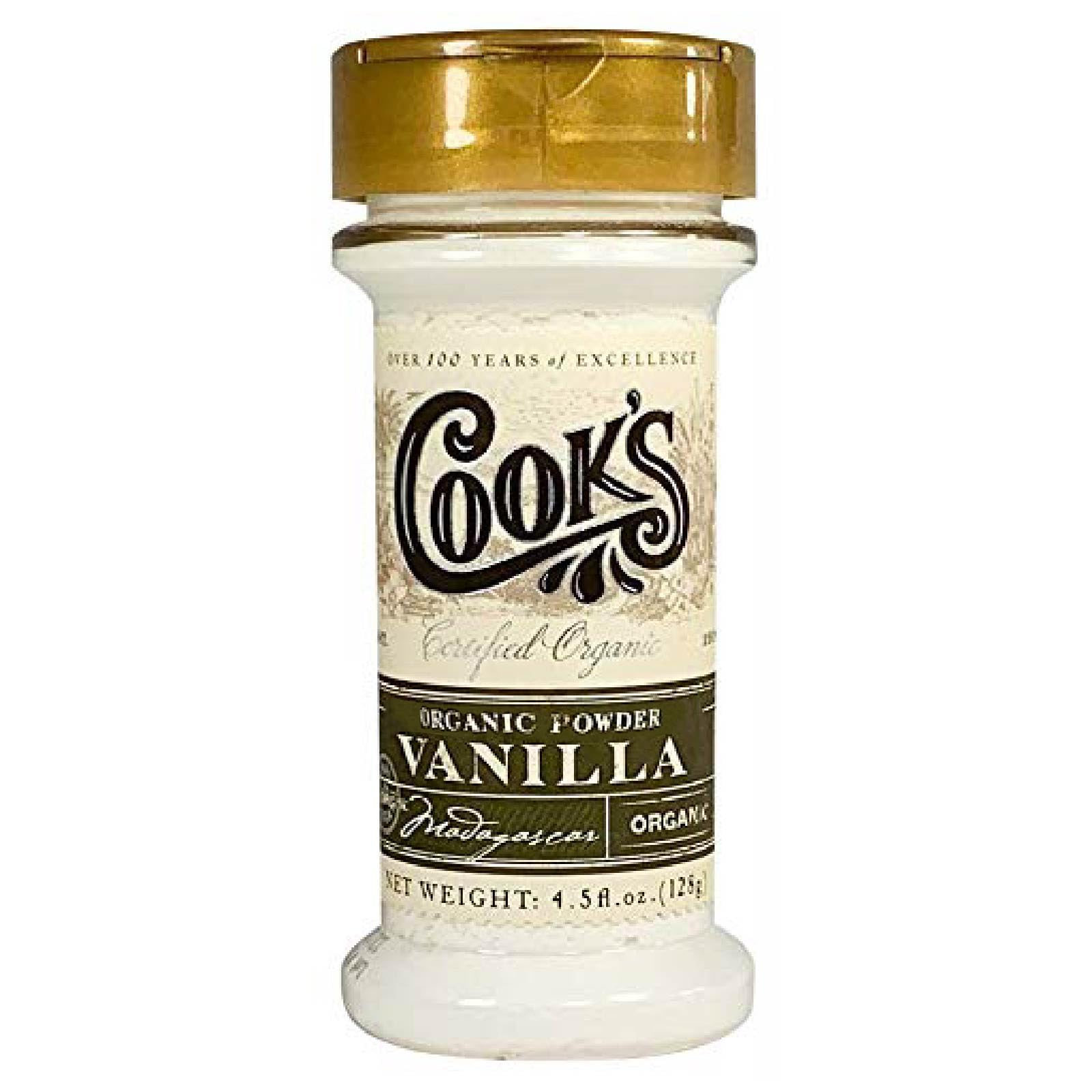 Cook's Vanilla Powder jar with intense aroma for baking and desserts.