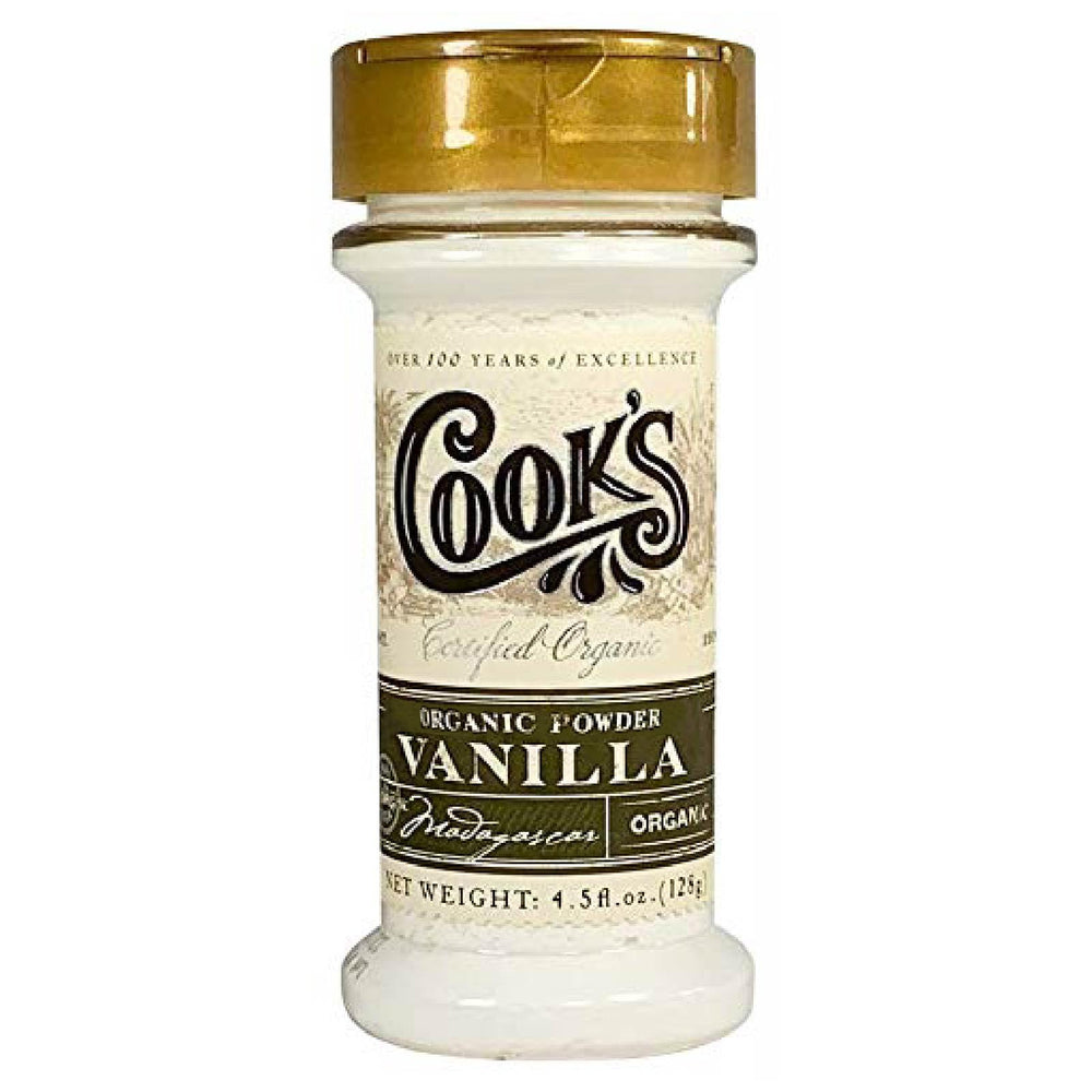Cook's Vanilla Powder jar with intense aroma for baking and desserts.