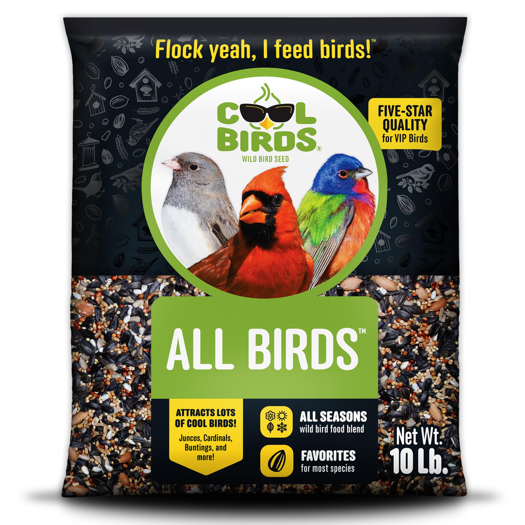 COOL BIRDS All Birds Blend seed bag ready for year-round backyard birds