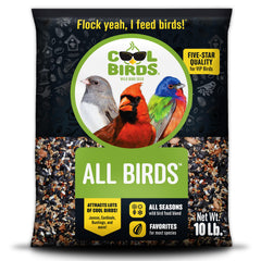 COOL BIRDS All Birds Blend seed bag ready for year-round backyard birds