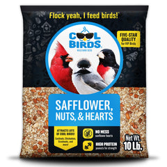 Cool Birds safflower nuts hearts seed bag ready to attract colorful backyard birds