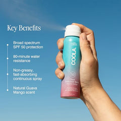 COOLA Guava Mango scented sunscreen offers daily outdoor protection with a refreshing fragrance