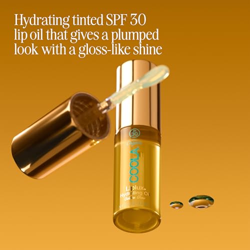 Close-up texture swatch of COOLA Liplux SPF 30 with gloss and natural color