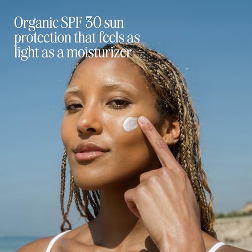 COOLA SPF 30 application shows smooth, non-greasy skin.