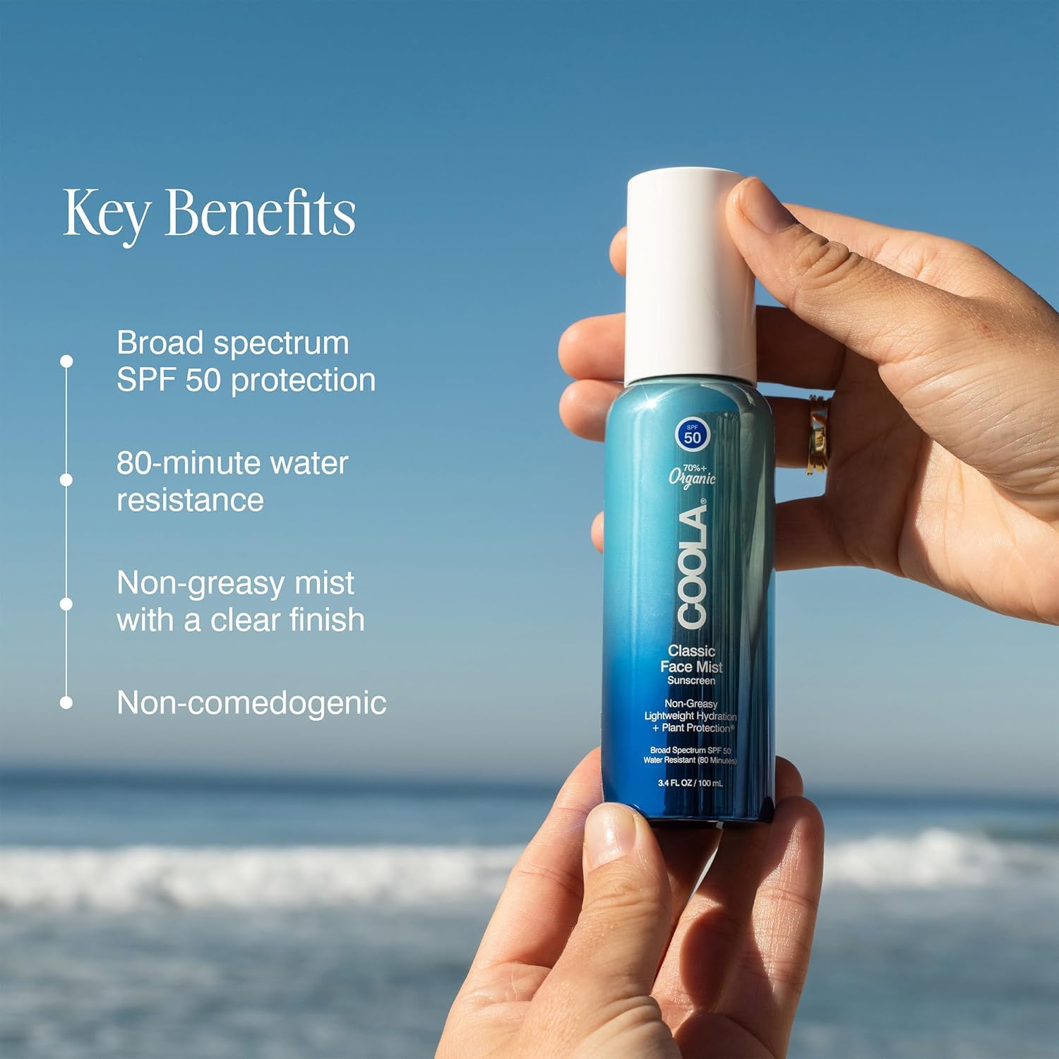 COOLA with 70%+ certified organic ingredients for a cleaner skincare routine.