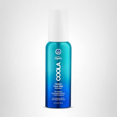 COOLA packaging shows 3.4 fl oz size for travel-friendly protection.
