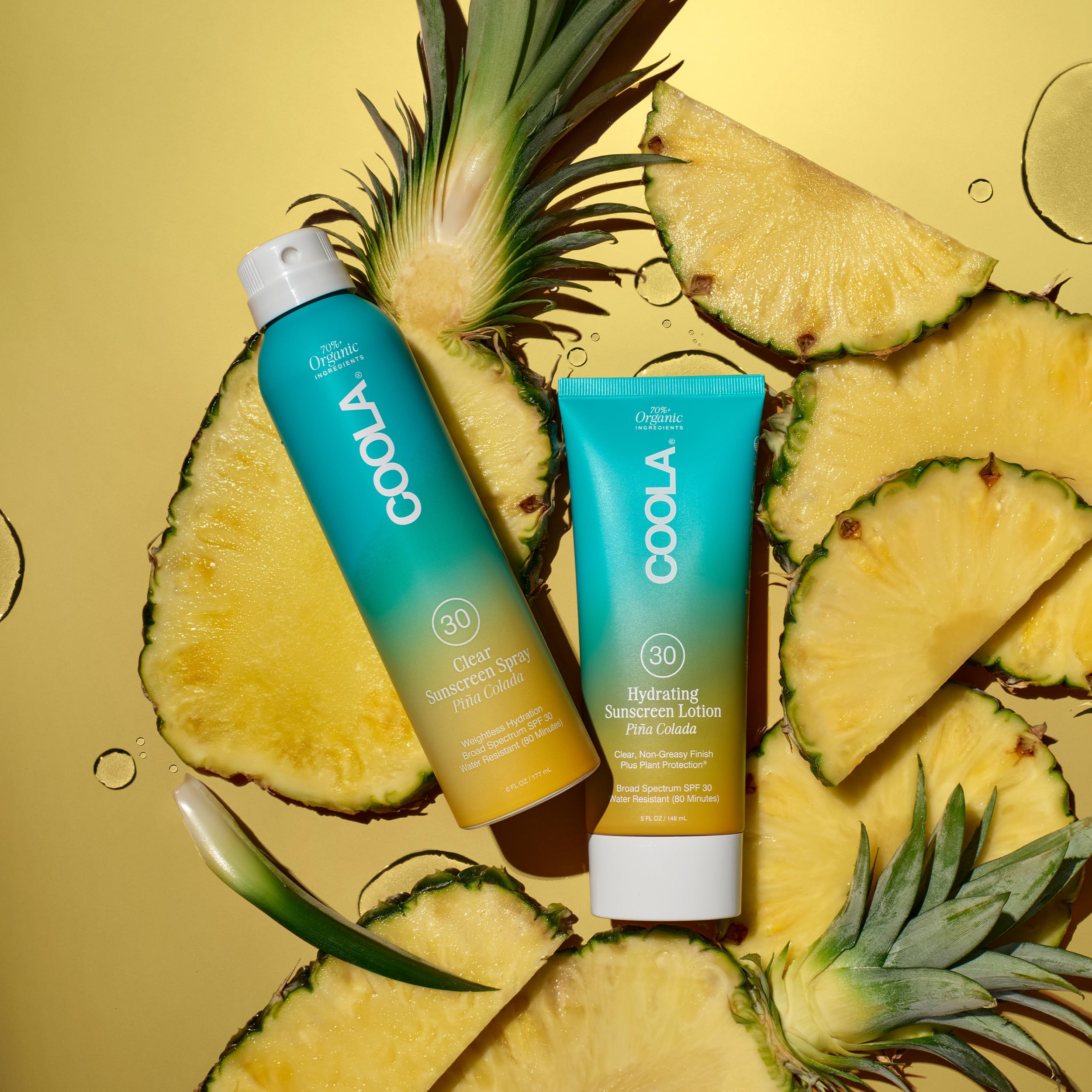 COOLA Pina Colada fragrance adds a tropical scent during application.