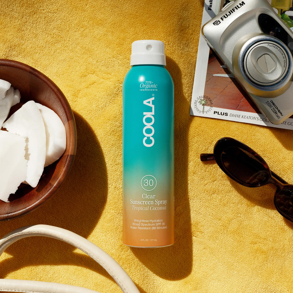 COOLA SPF 30 spray provides up to 80 minutes water resistance for active days