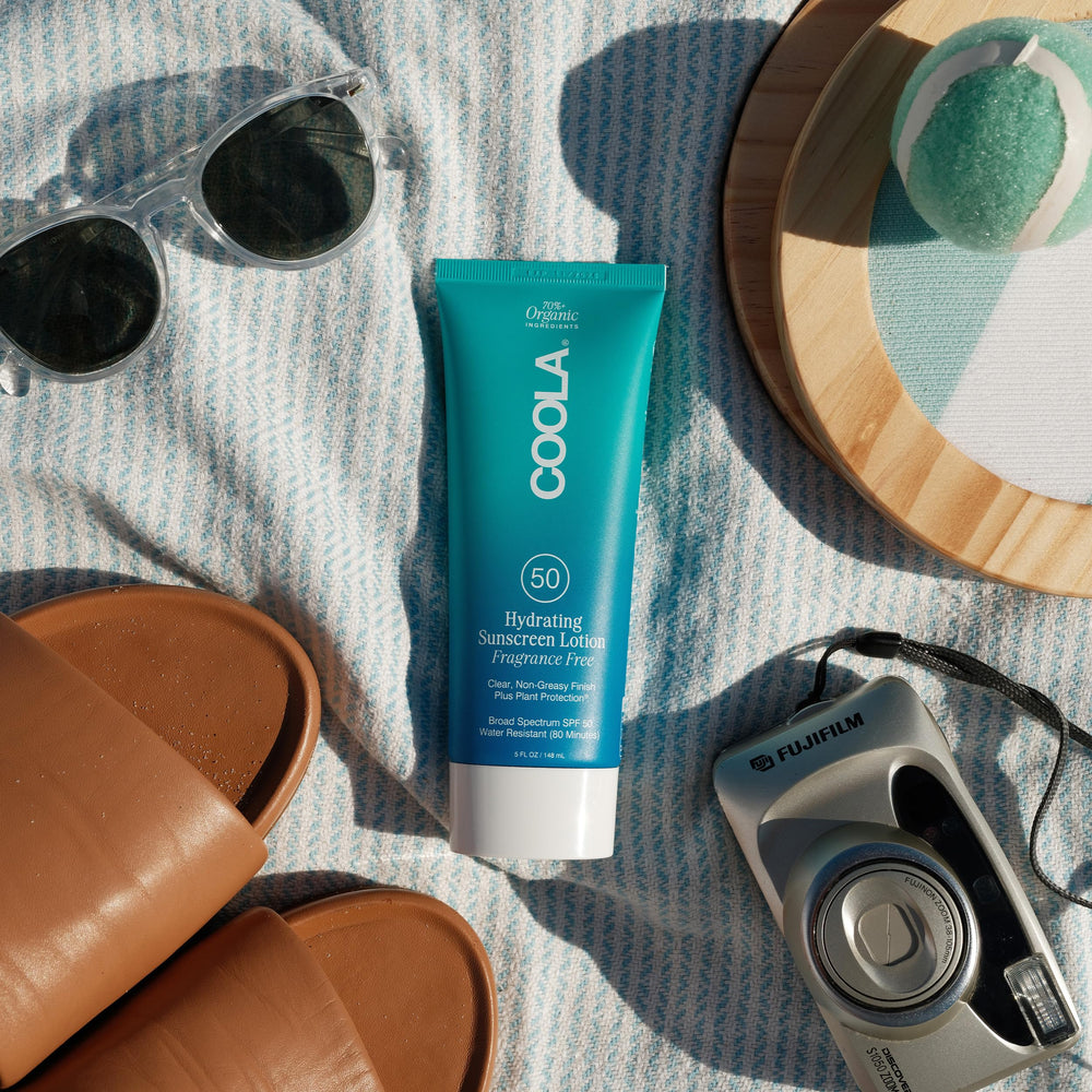 COOLA sunscreen texture close-up showing a lightweight feel