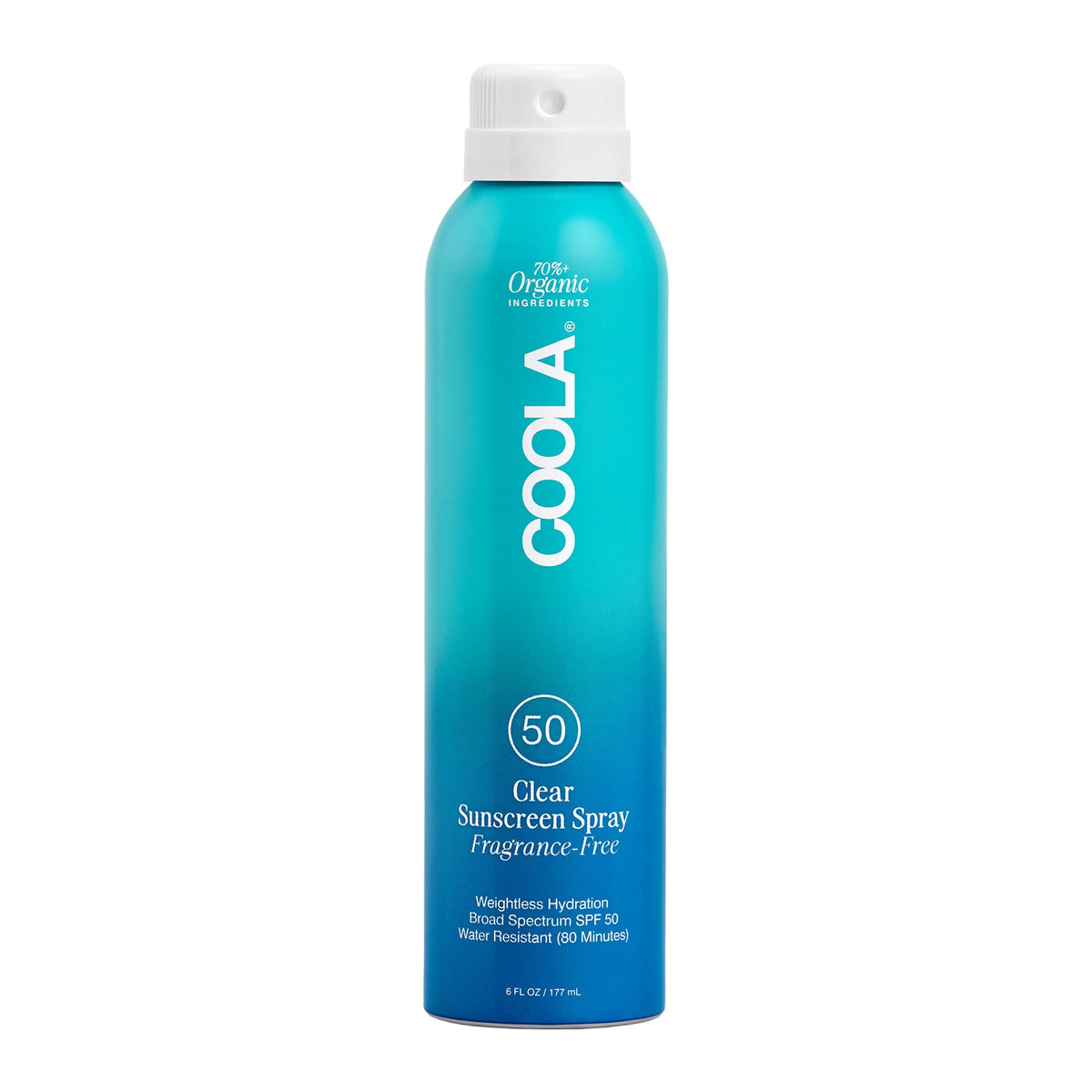 COOLA SPF 50 spray bottle with clear, lightweight application for daily use.
