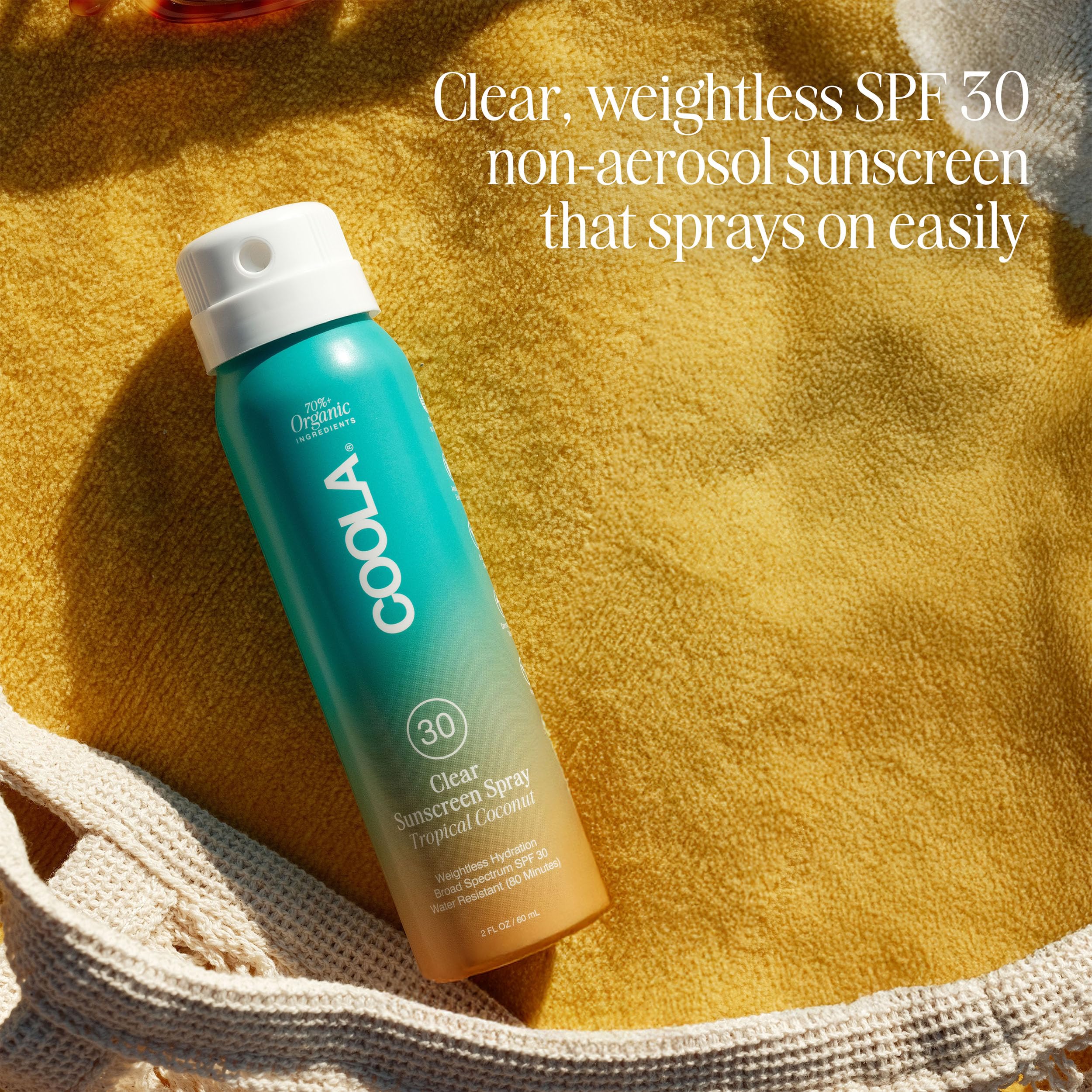 COOLA Tropical Coconut scent on skin for a refreshing feel.