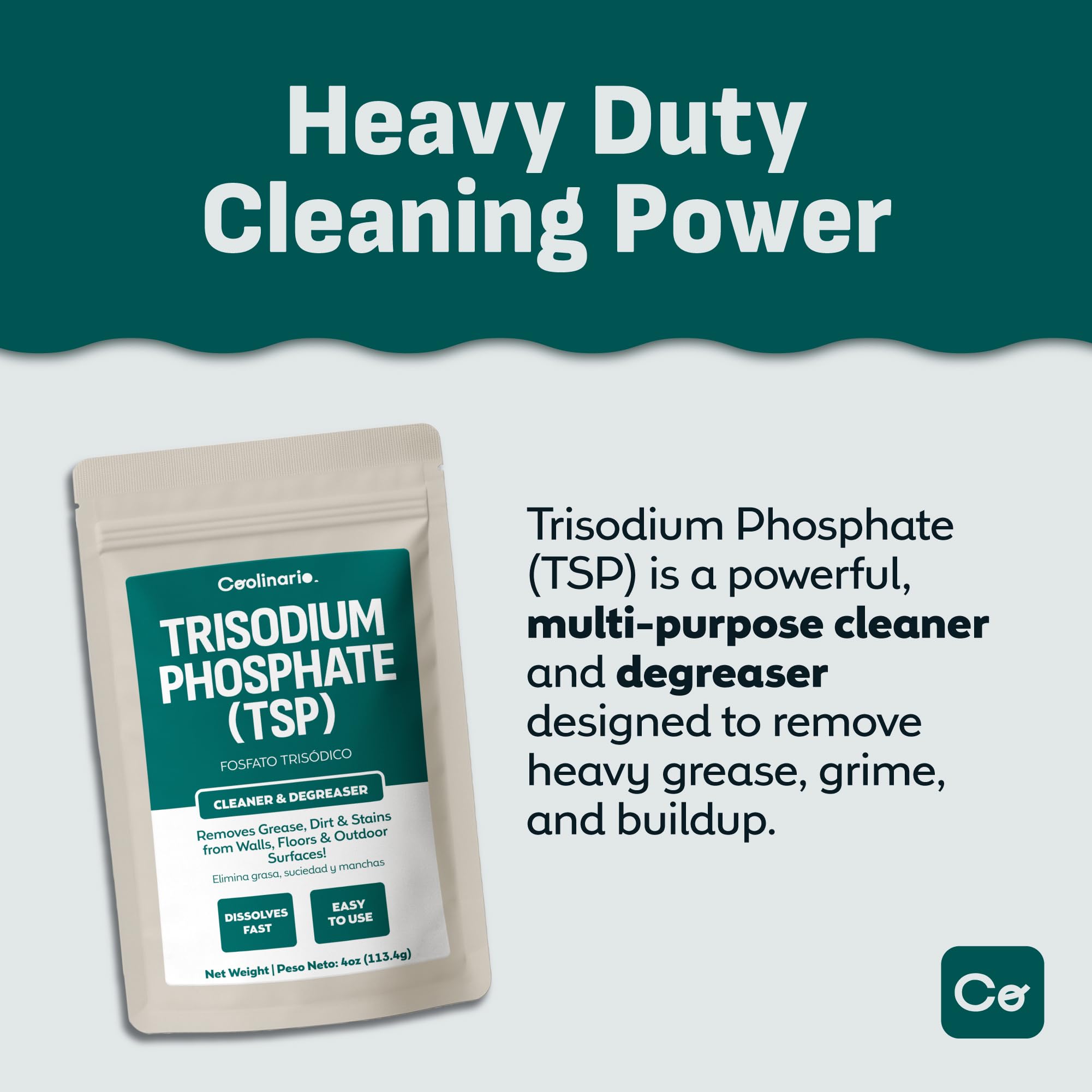 Coolinario TSP on walls provides strong degreasing for kitchens and garages.