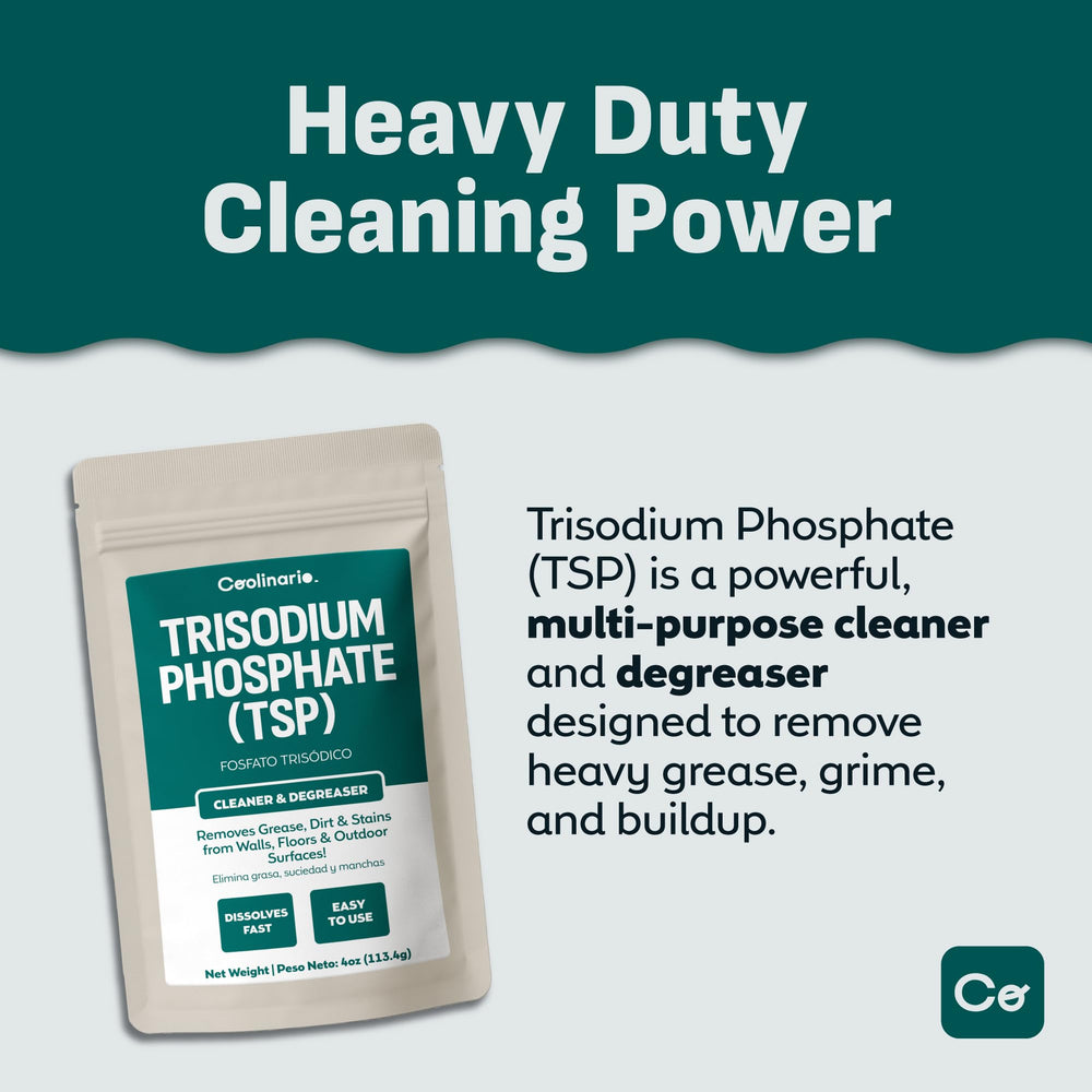 Coolinario TSP on walls provides strong degreasing for kitchens and garages.