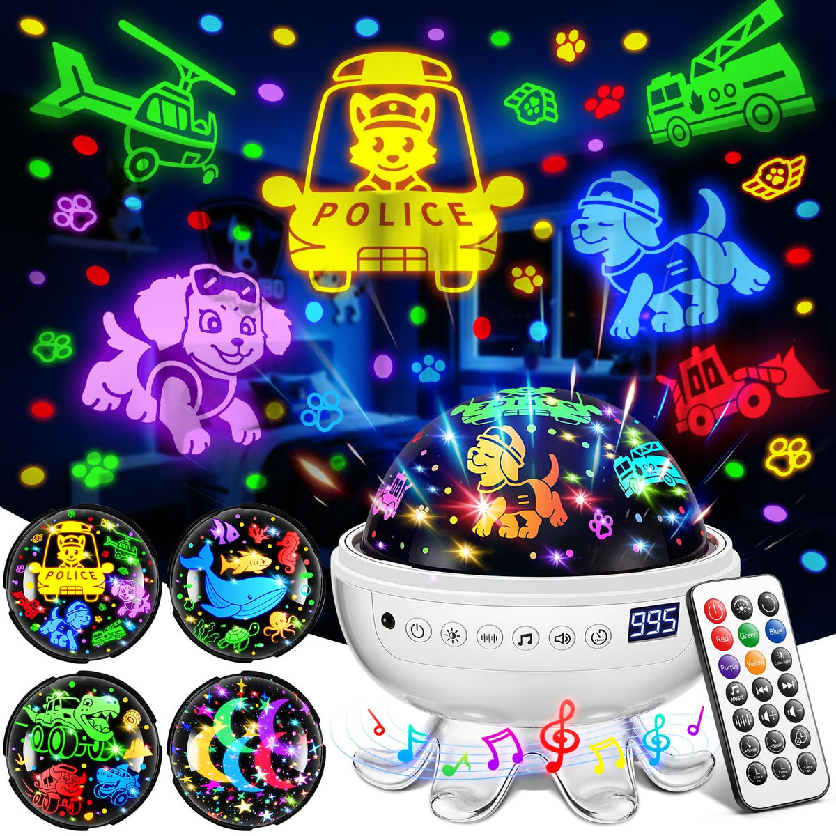 COOLNIGHT Puppy Projector with 4 slides lights up bedtime with gentle visuals.