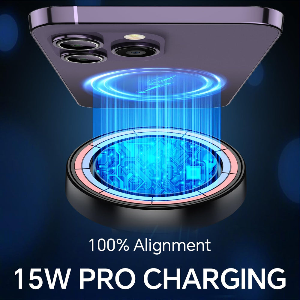 Coolpow MagSafe car mount shown with two-base setup for vent or suction mounting.