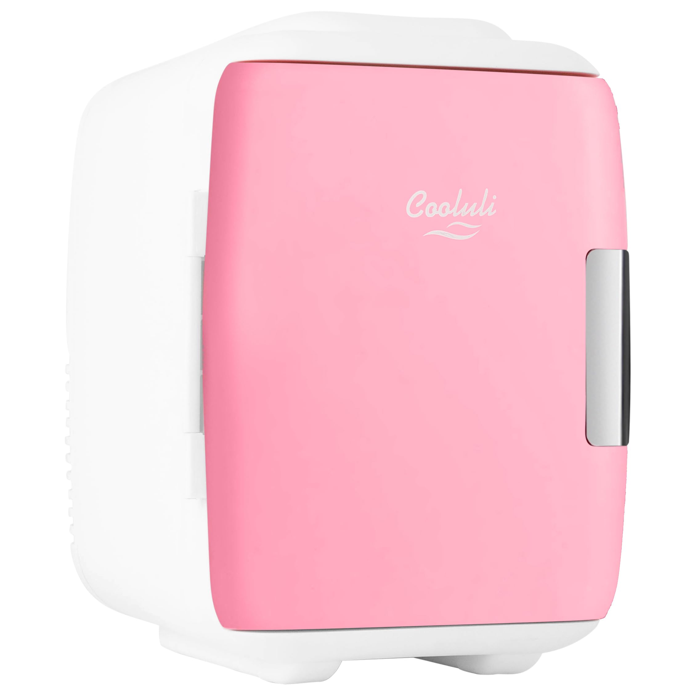 Cooluli 4L mini fridge front view, compact bedside-friendly design.