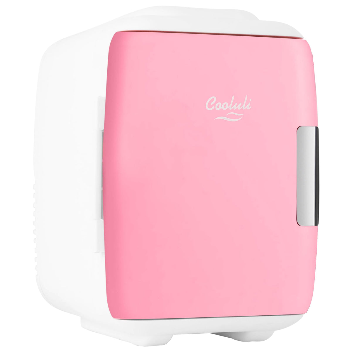 Cooluli 4L mini fridge front view, compact bedside-friendly design.