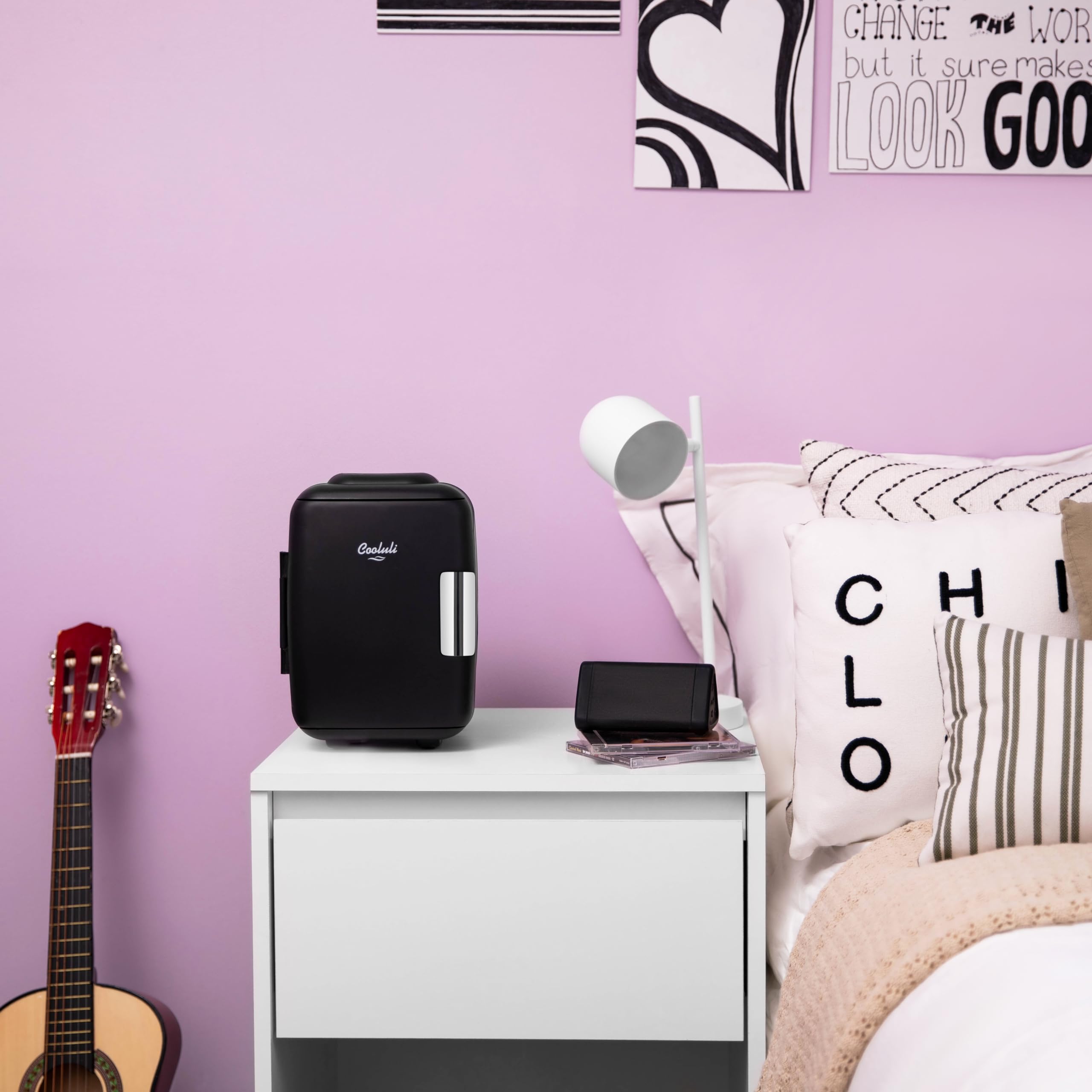 Cooluli Mini Fridge 4L skincare storage highlights moisturizers and serums