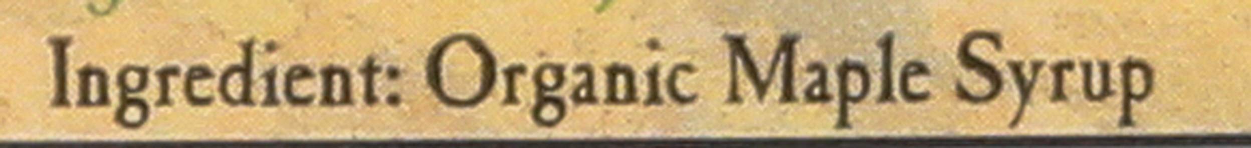Coombs Family Farms organic maple syrup label closeup communicates purity and certification