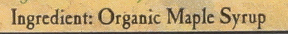 Coombs Family Farms organic maple syrup label closeup communicates purity and certification