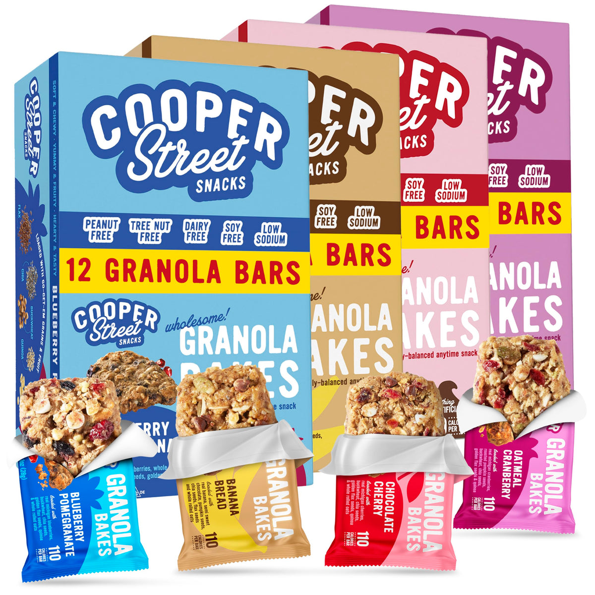 Cooper Street Granola Bakes pack shot showing 48 bars for varied snacking