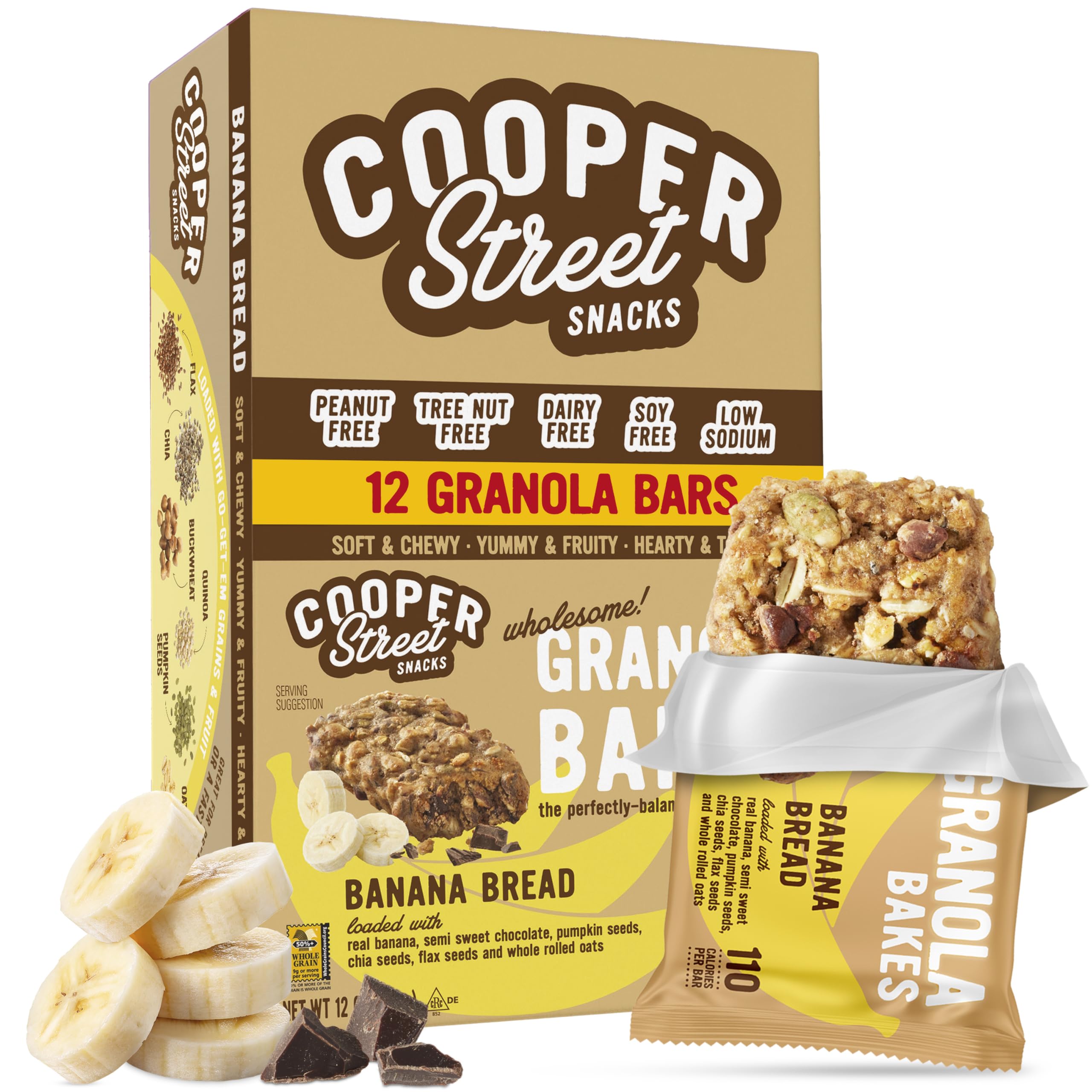 Cooper Street Granola Bakes bar shows soft banana bread texture, breakfast option
