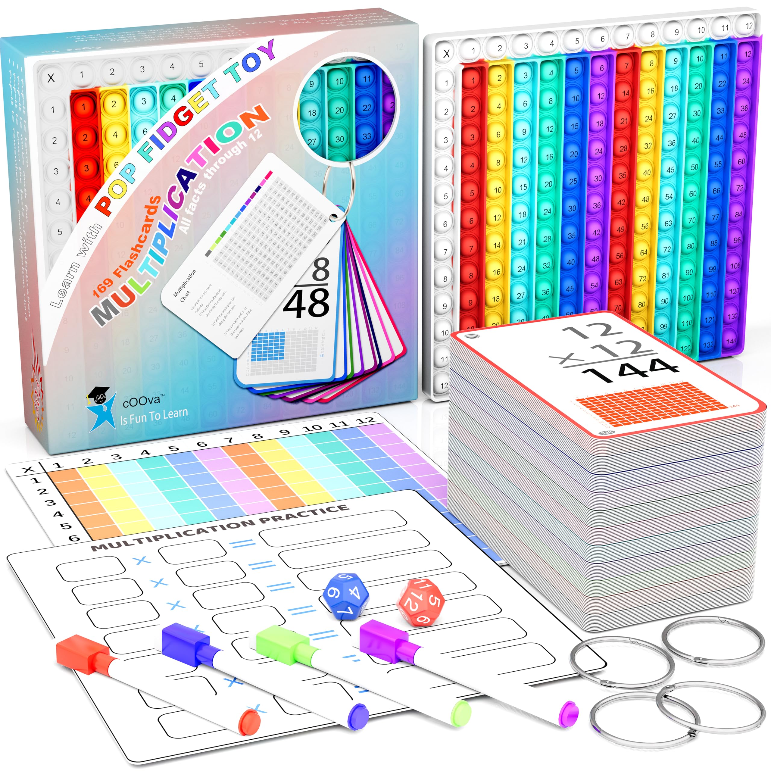 COOVA multiplication flash cards pack for active learning and quick fact recall