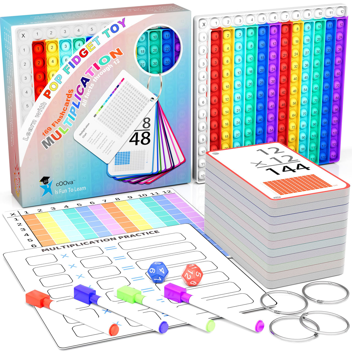 COOVA multiplication flash cards pack for active learning and quick fact recall