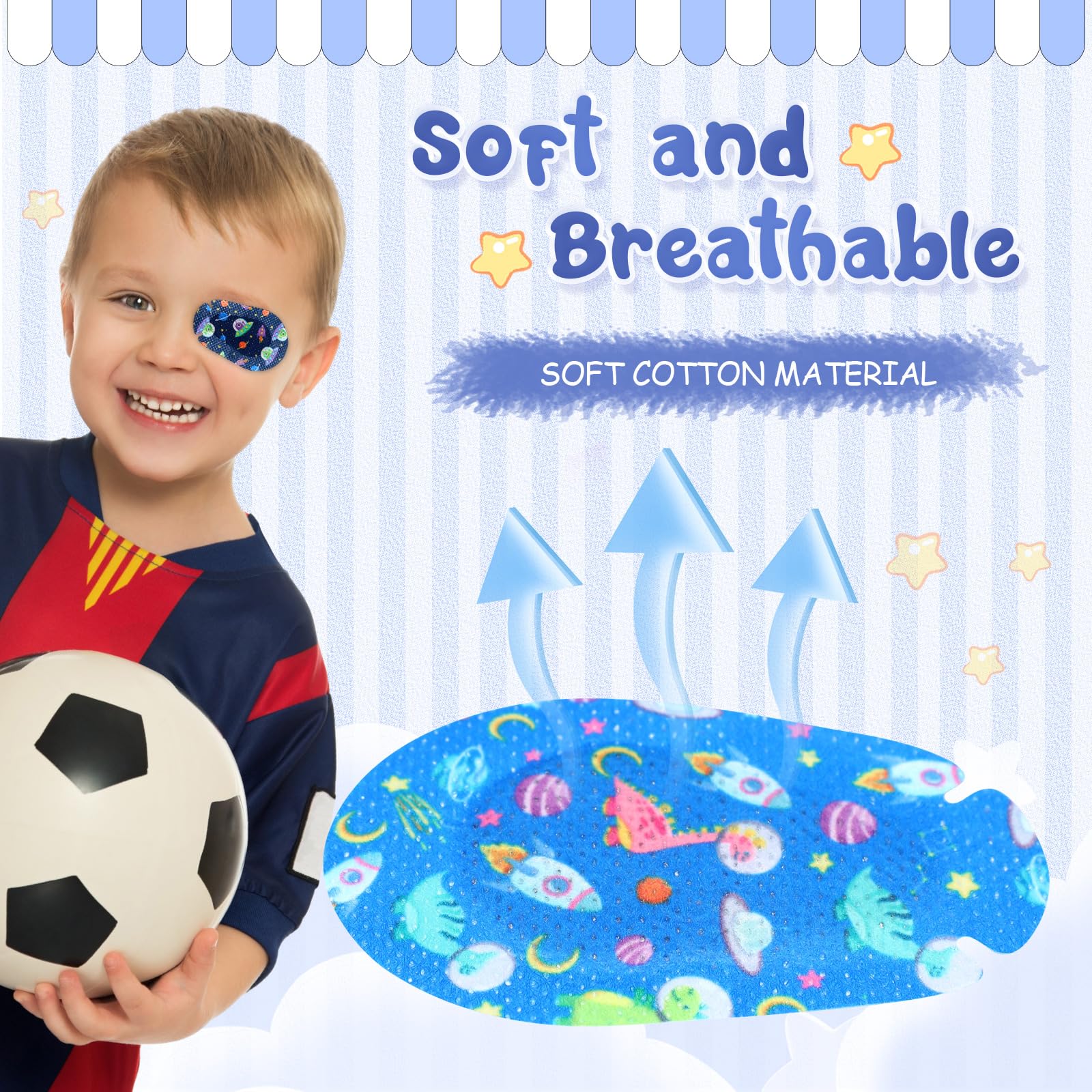 Copkim eye patches with rocket design stay in place for nap time.
