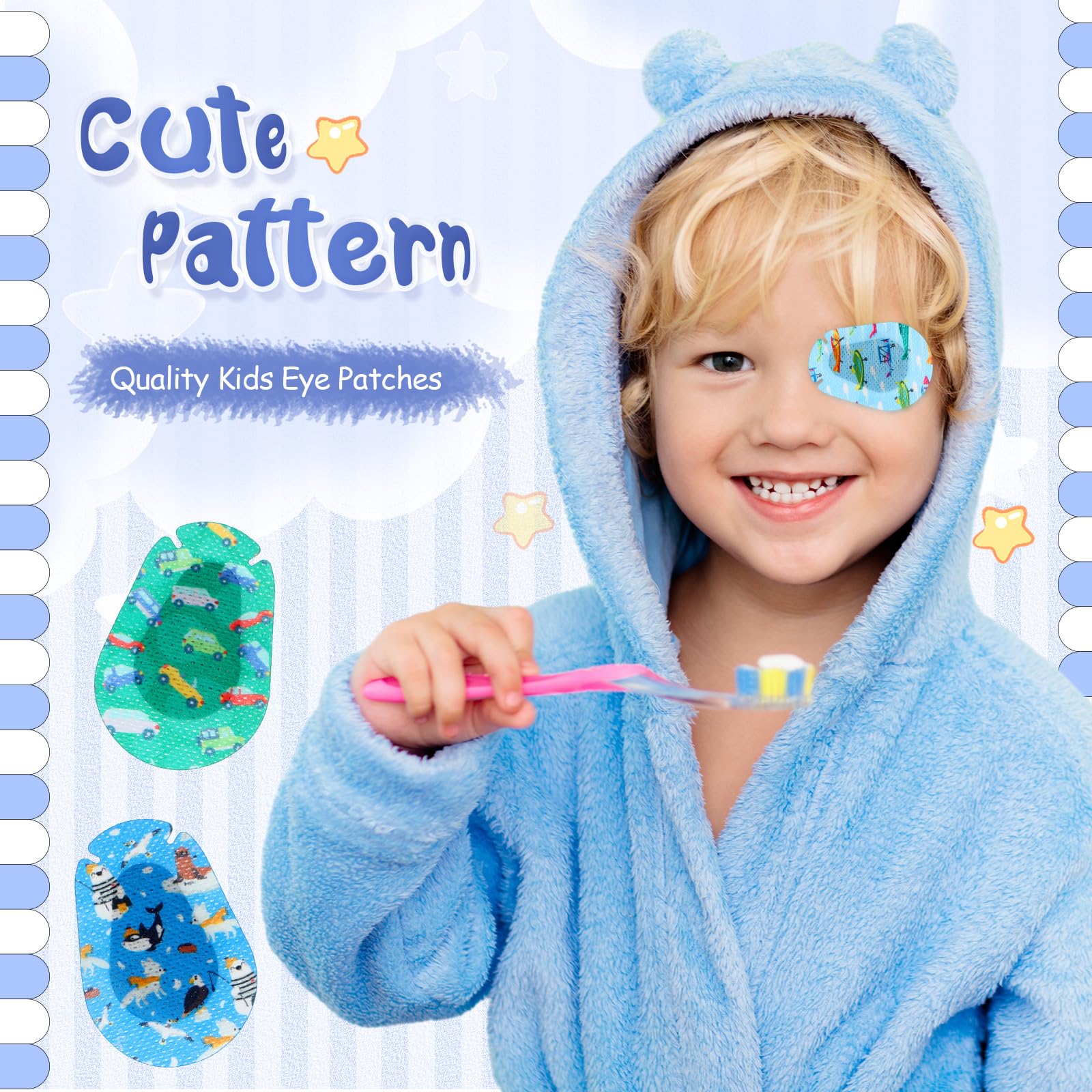 Copkim eye patches with stars design offer light-blocking comfort for rest.