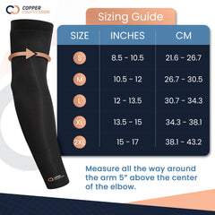 Copper Compression Arm Sleeve delivers forearm support with copper-infused fabric for dry, comfortable wear.