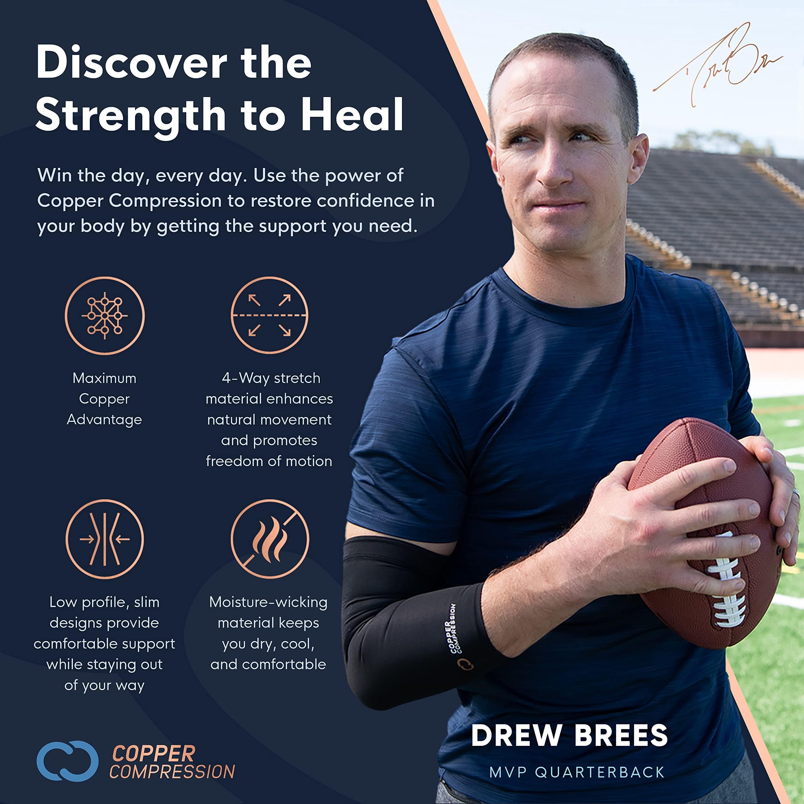 Copper Compression fabric detail shows copper-infused, moisture-wicking comfort