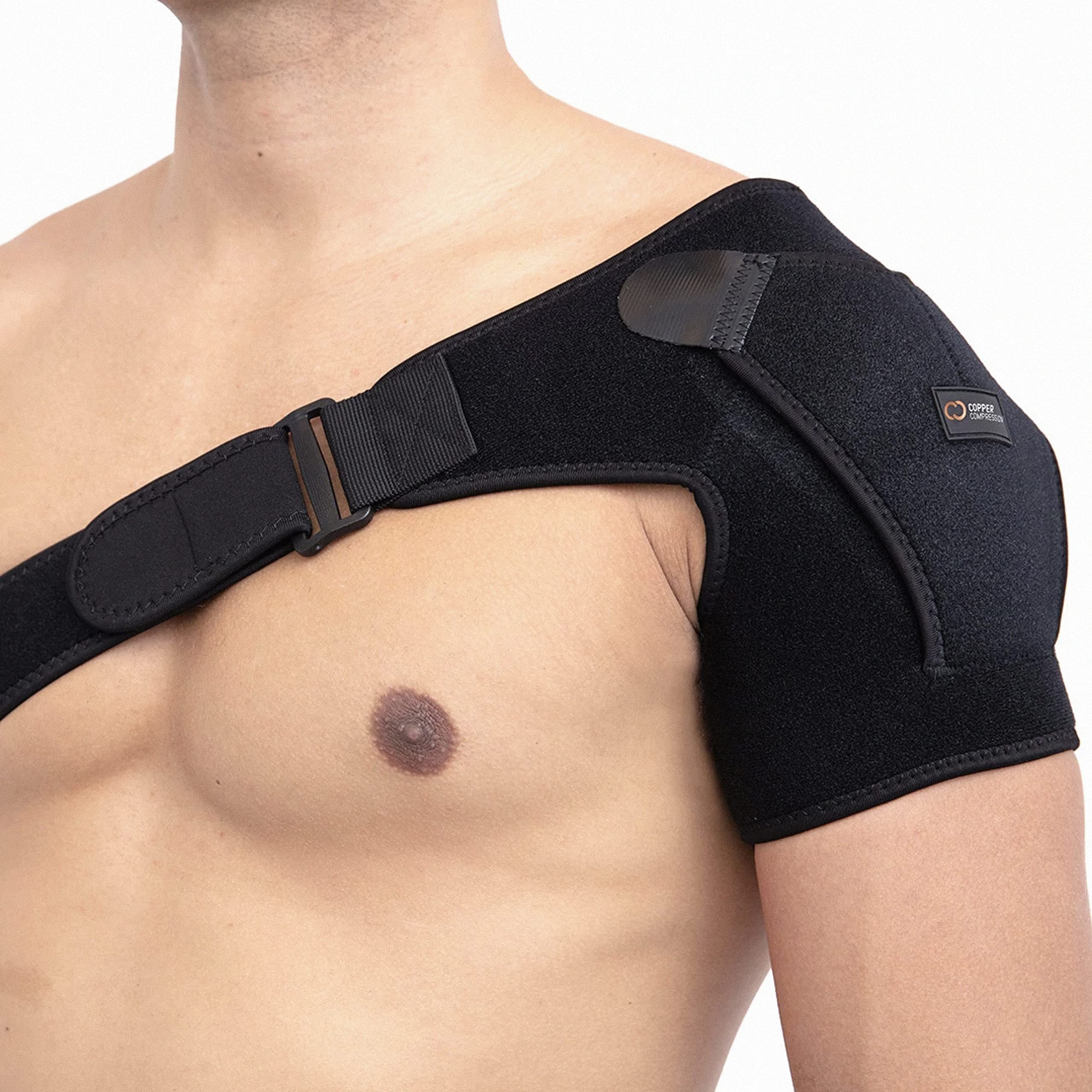Copper Compression recovery shoulder brace in-box includes one adjustable sleeve