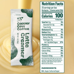 Copper Cow single-serve creamer packets ideal for travel and on-the-go