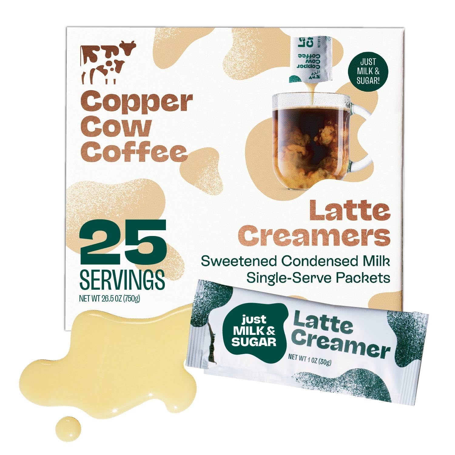 Copper Cow Coffee sweetened condensed milk creamer packets for quick café-style lattes