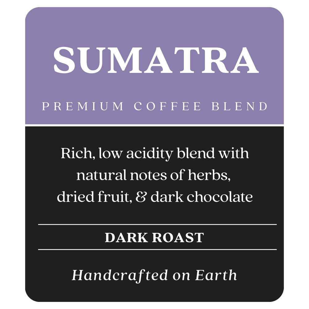 Copper Moon dark roast Sumatra brewed cup reveals rich body and smoky finish.
