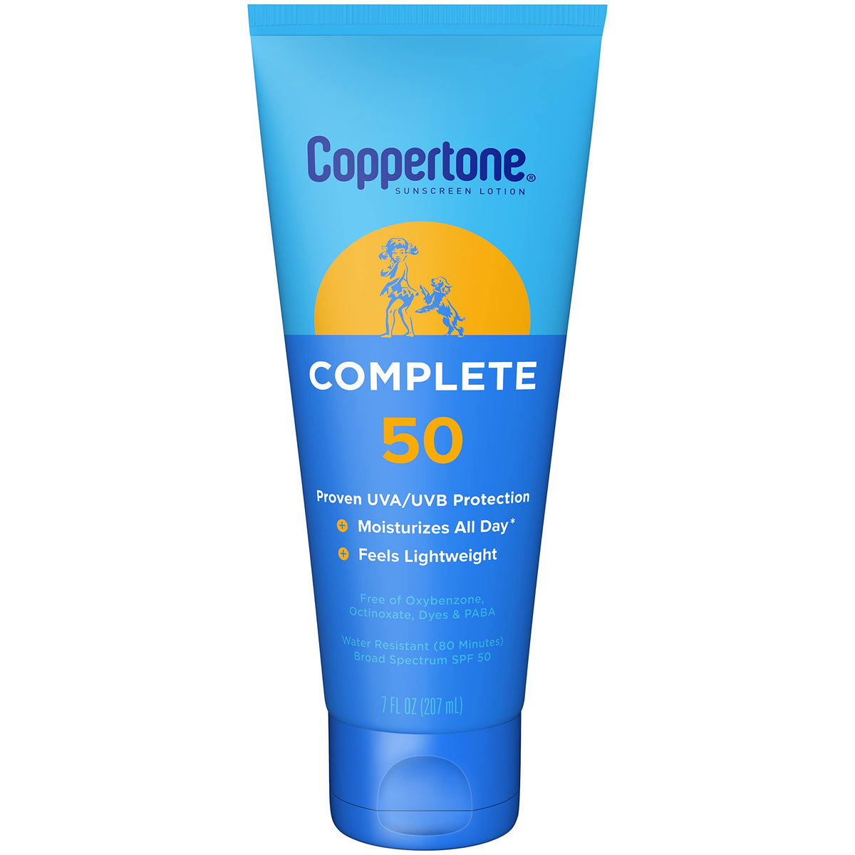 Coppertone Complete Sunscreen Lotion SPF 50 bottle front view for everyday protection