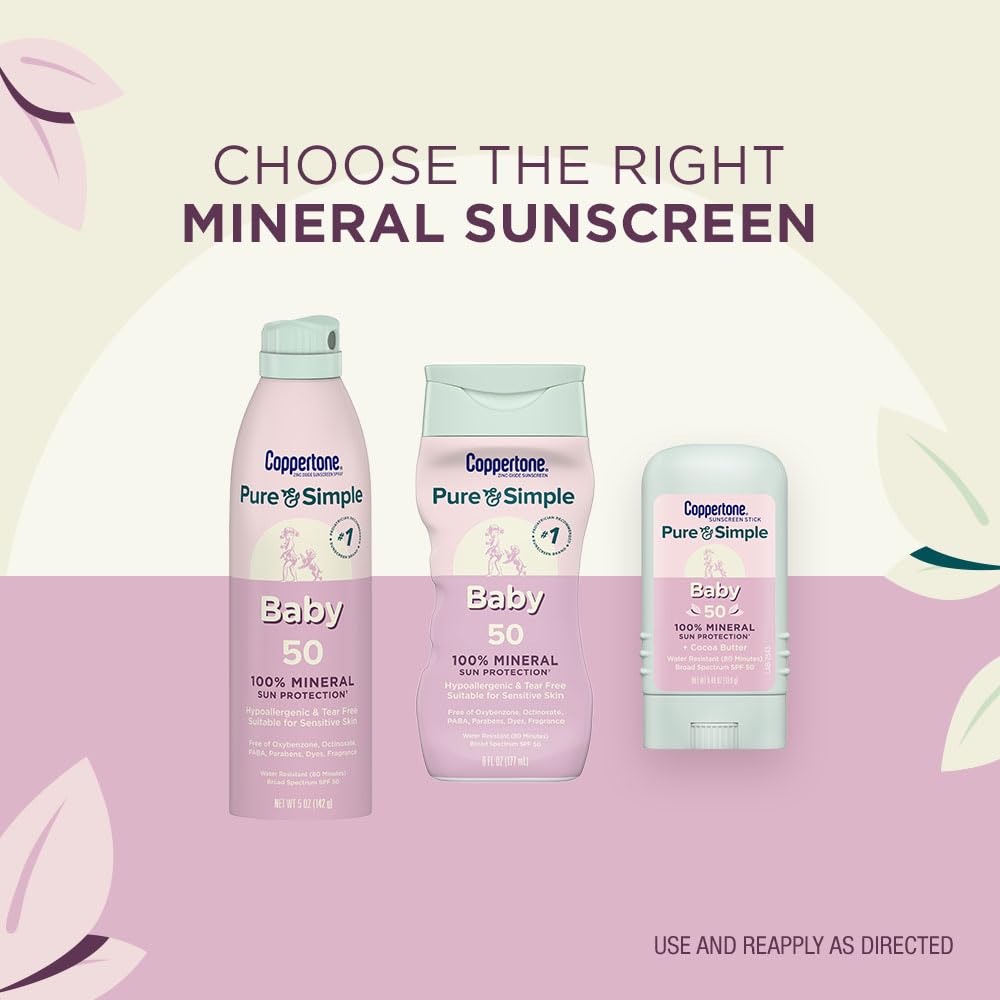 Coppertone fragrance-free hypoallergenic baby sunscreen protecting delicate skin.