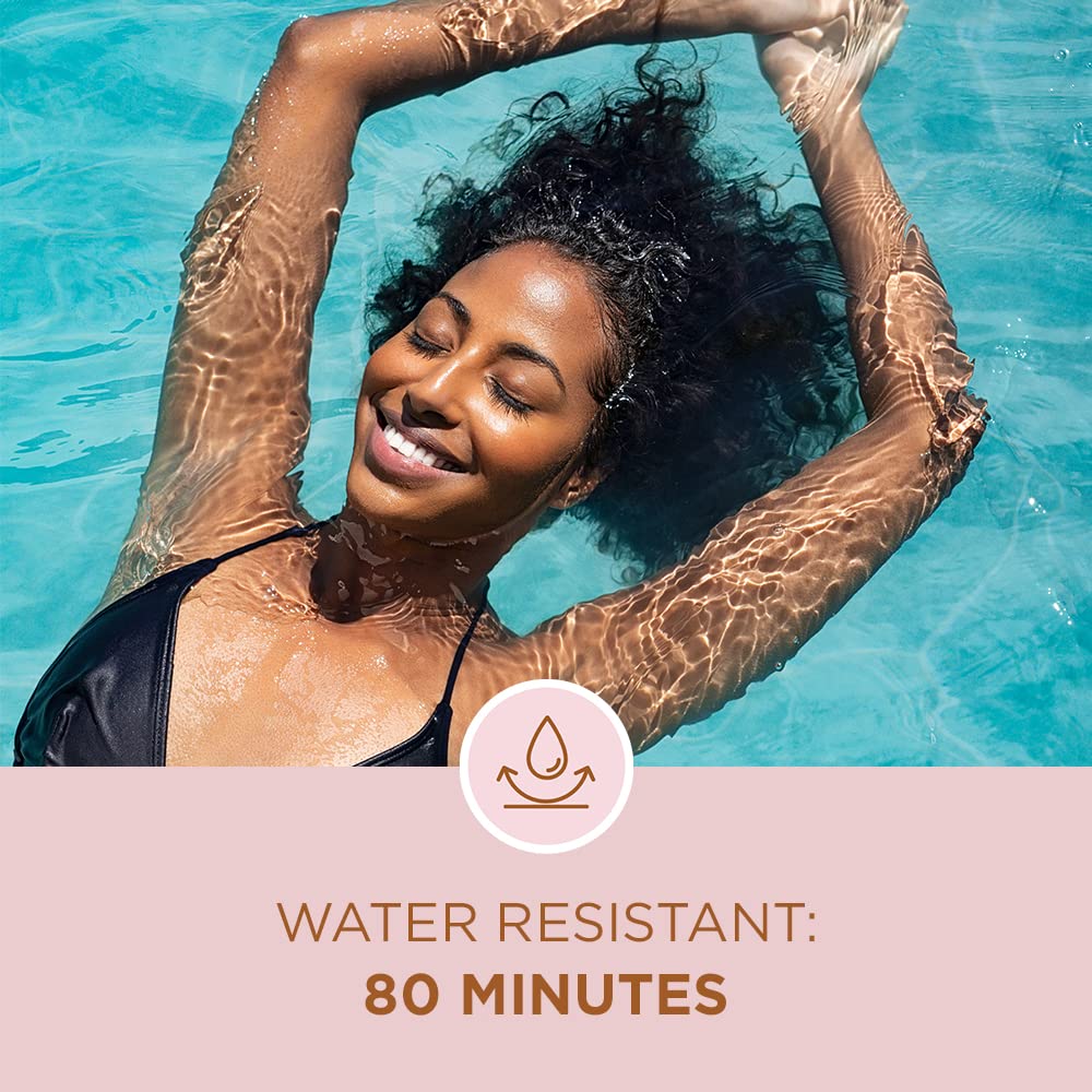 Coppertone Glow bottle on arm demonstrates quick-dry finish