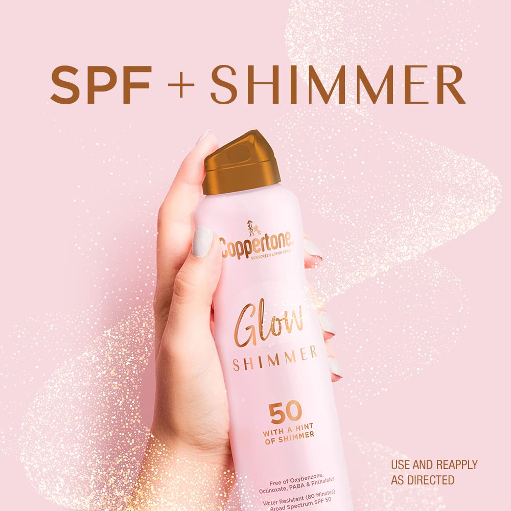 Coppertone Glow illuminating shimmer appears on the skin as light catches