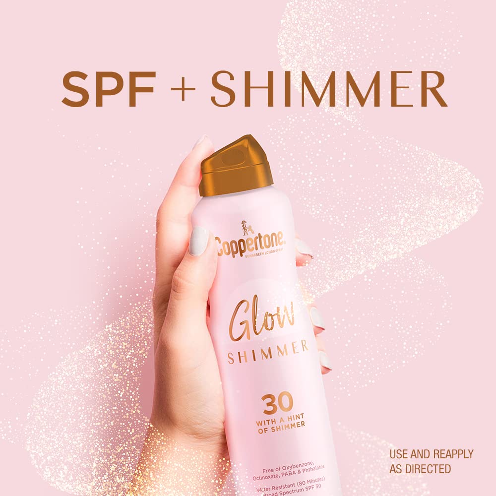 Coppertone Glow shimmer on skin highlights radiant glow