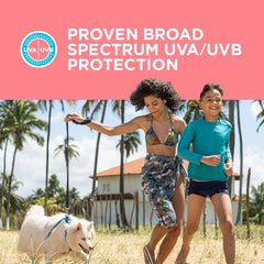 Dermatologically tested formula with no dyes or PABA for sensitive skin.
