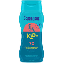 Coppertone Kids SPF 70 bottle 8 oz ready for sunny days; shows bottle focus.