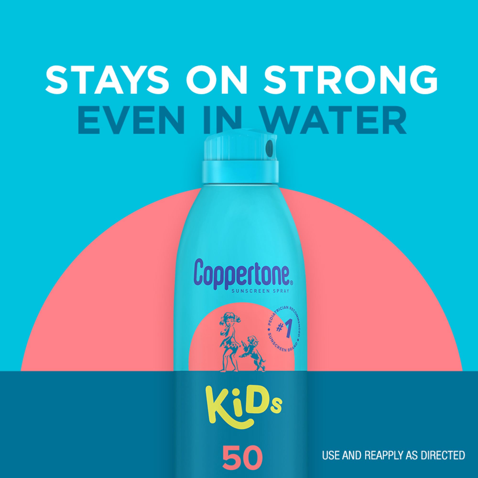 Coppertone Kids Sunscreen Spray mist applied at any angle for quick protection