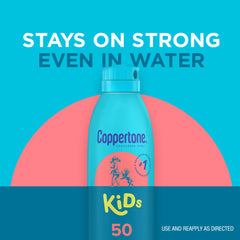 Coppertone Kids Sunscreen Spray mist applied at any angle for quick protection